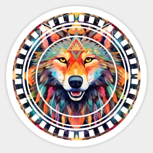 Fire Wolf Mandala Sticker